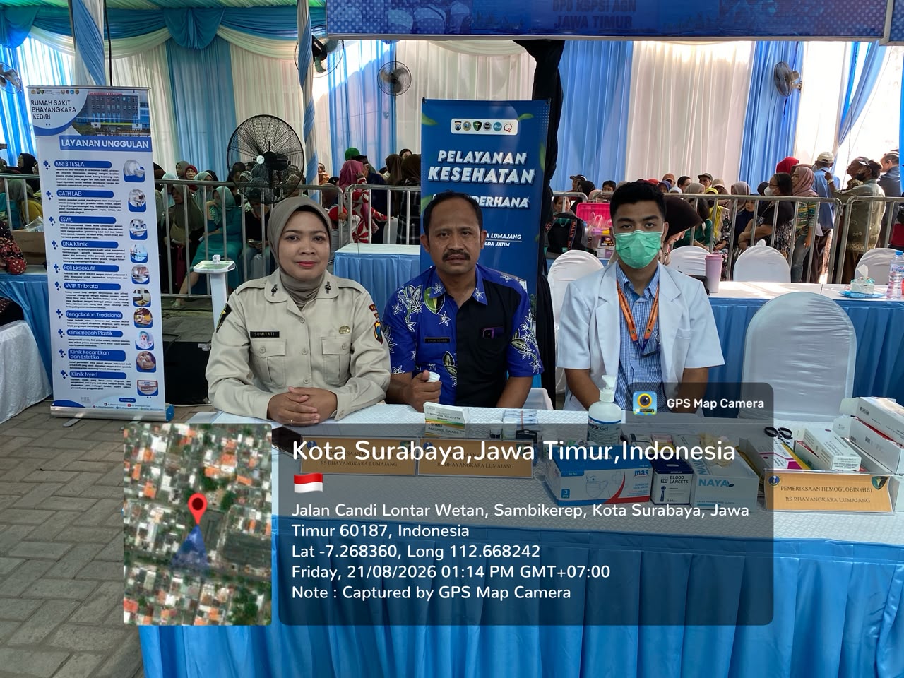 Sinergi Biddokkes Polda Jatim dan RS Bhayangkara Lumajang Sukseskan Baktikes Saat Peresmian Gedung DPD KSPSI AGN Jawa Timur oleh Kapolri